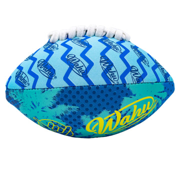 Wahu 100% Waterproof Mini Beach Football With Real Laces For In And Out Of Water Play, 6.5' Outdoor Mini Football For Pool And Beach Games, Blue/Teal