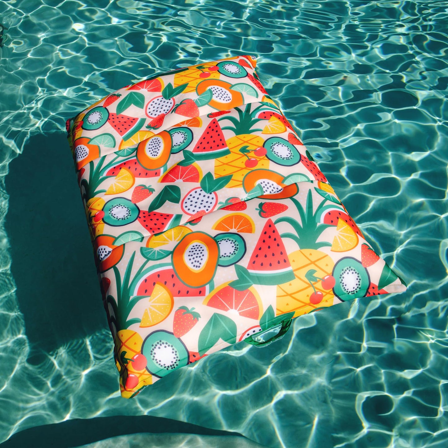 Big Joe Lagoon Lounger No Inflation Needed Pool Float, Fruit Salad Doubled-Sided Mesh, Quick Draining Fabric, 5 Feet Giant
