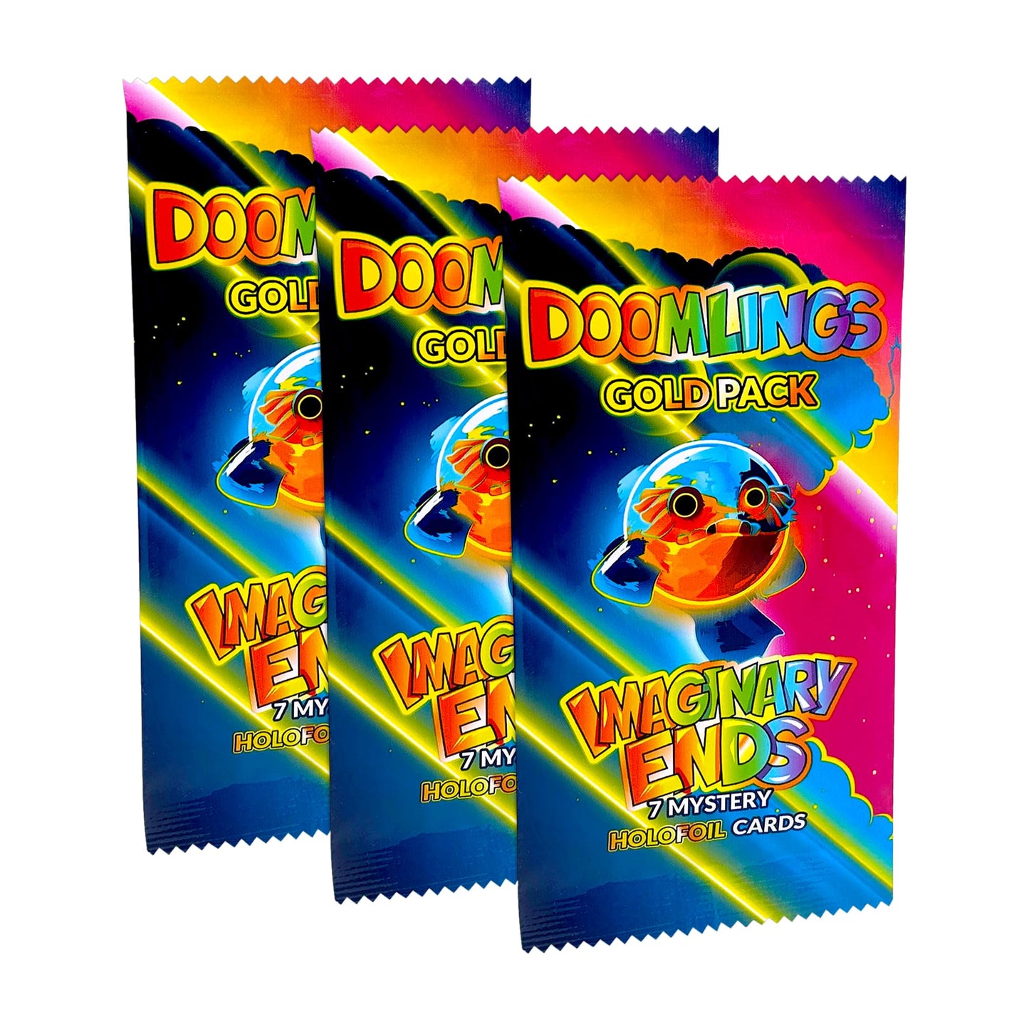 Doomlings Card Game: Imaginary Ends Expansion - Collectible Mystery Holofoils Gold Pack | Strategy Game for Kids  Teens & mature-themeds | 2-6 Players  Ages 7+ (21 Holofoils)
