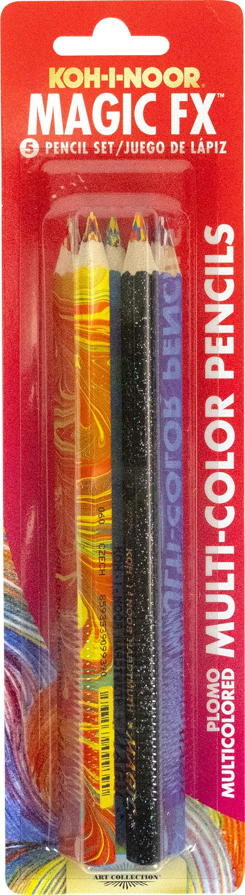 Koh-I-Noor Magic FX Pencils, 5-Pack - Neon Colors, Model FA3405.5BC, Pigment Material