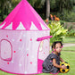 Princess Castle Play Tent With Glow In The Dark Stars, Foldable Pink Pop Up Kids Tent Playhouse Toys, For Indoor Outdoor Toddler