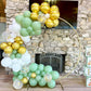 Sage Green Gold Balloons, 12 Inch Green White Metallic Gold Balloons, Green Sand White Balloons Gold Confetti Latex Balloons For