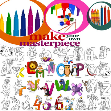 Alex Art, Coloring Posters For Kids Abc And Number - Giant Coloring Poster For Toddlers - Wall Size Alphabet Large Coloring Sheet For Table Floor - Jumbo Coloring Activities