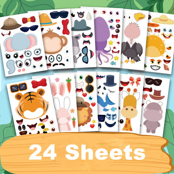 24 Sheets Make Your Own Animals Stickers Make A Face Stickers For Kids Toddlers With Safaris Sea And Fantasy Animals Diy Craft S