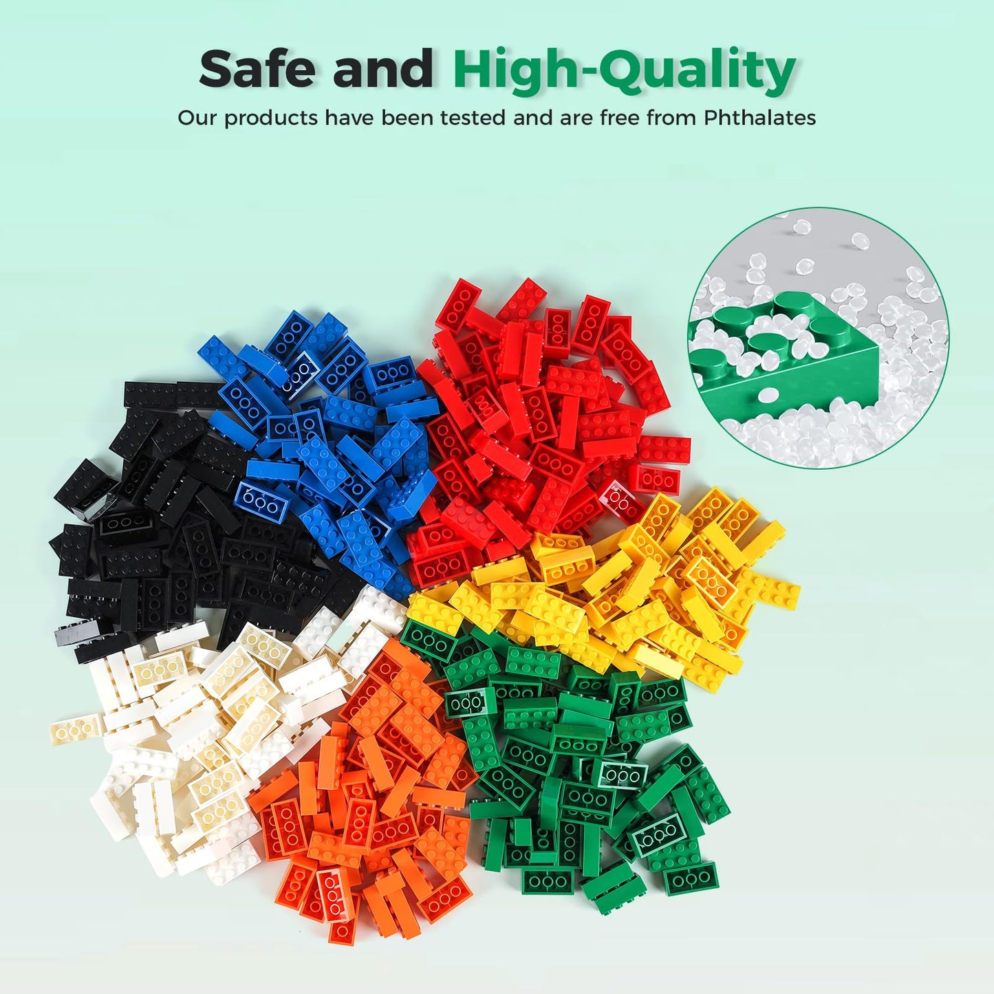 HUIZDQ 500 Piece Classic Building Bricks and 1 Gray Baseplate  2x4 Bricks Bulk Creative Building Toys  Blocks Bulk for Kids Ages 6+  7 Colors