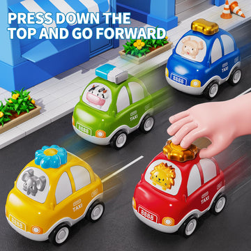 Jukudahu Animal Press And Go Car Toys For Toddlers 1-3 - Kids Play Cars For Tollders Ages 1 2 3 4 5 Years Old, Toy Figure Cars,