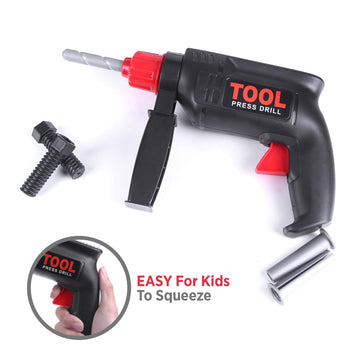STEAM Life Kids Toddler Tool Set - Toy Tool Set with Electric Toy Drill, Toddler Tool Box, Toy Hammer, Red Manual Drill Tool Pla