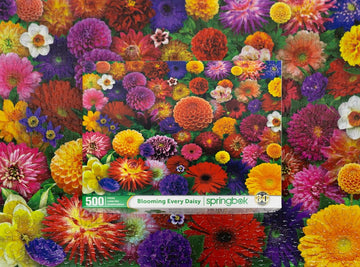 Springbok Blooming Every Daisy 500 Piece Jigsaw Puzzle For Adults - Colorful Flower Collage - Unique Cut Pieces - Great For Relaxing And Mindful Activity - Finished Size 23.5' X 18'