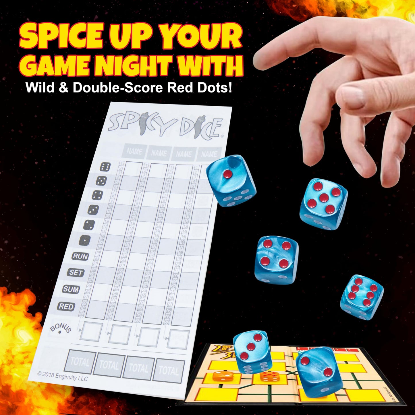 Spicy Dice 4-Fun Pack: The Ultimate Family Game for Parties, Game Nights, and Tabletop Fun - A Roll-and-Write Dice Game Full of