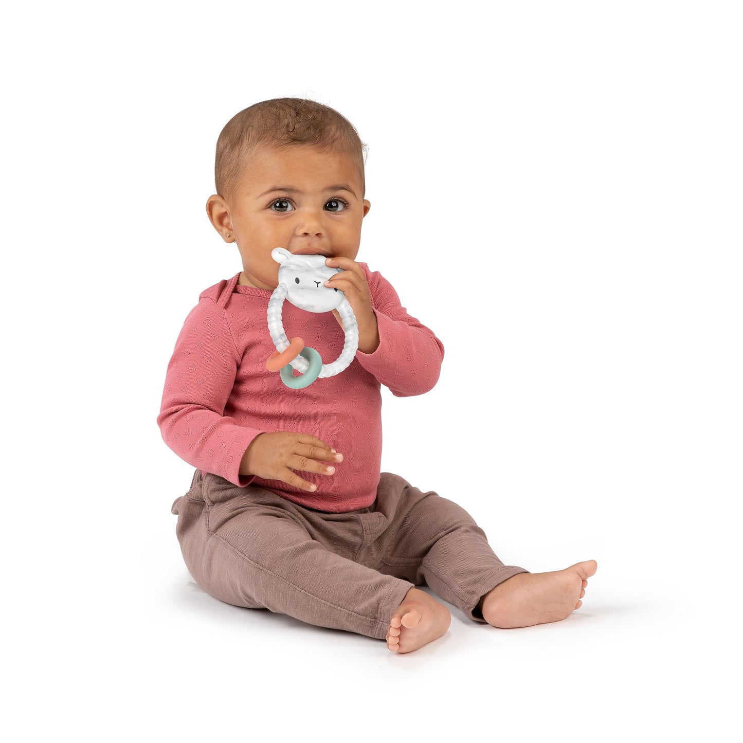 Ingenuity Soothing Sheppy Baby Teether Toy With Activity Rings, Bpa-Free Silicone, Ages 3 Months+, Unisex