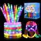 12 Pcs Glow Sticks Party Favors For Kids 4-8-12, Glow In The Dark Party Supplies, Light Up Toys Sensory Pop Tubes, Glow Necklaces Bracelet Birthday New Years Eve Party Decorations Birthday Bag Stuffer
