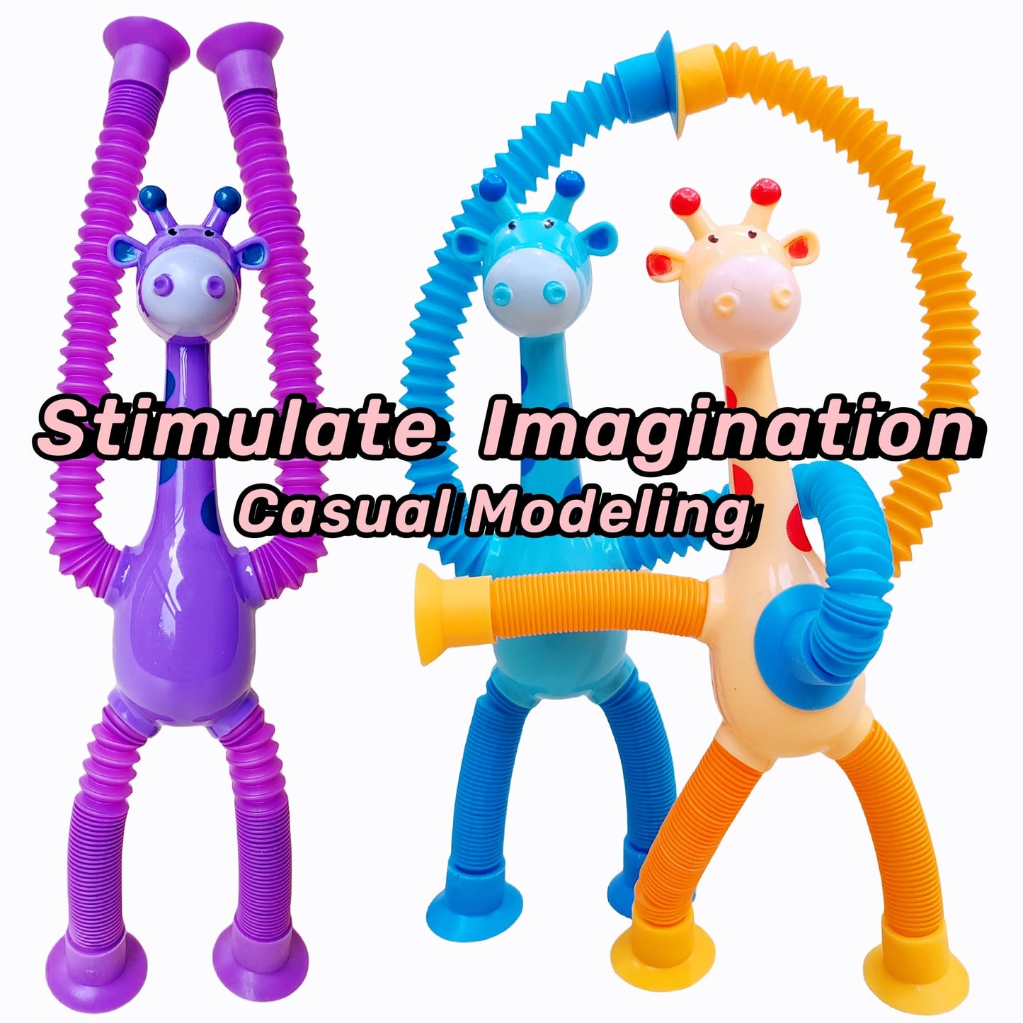 12 Pcs Telescopic Suction Cup Giraffe Toy-Sucker Pop Tube Fidget Sensory Toys Party Favors For Kids Toddler Age 3 4 5 6 7 8 9,Bi