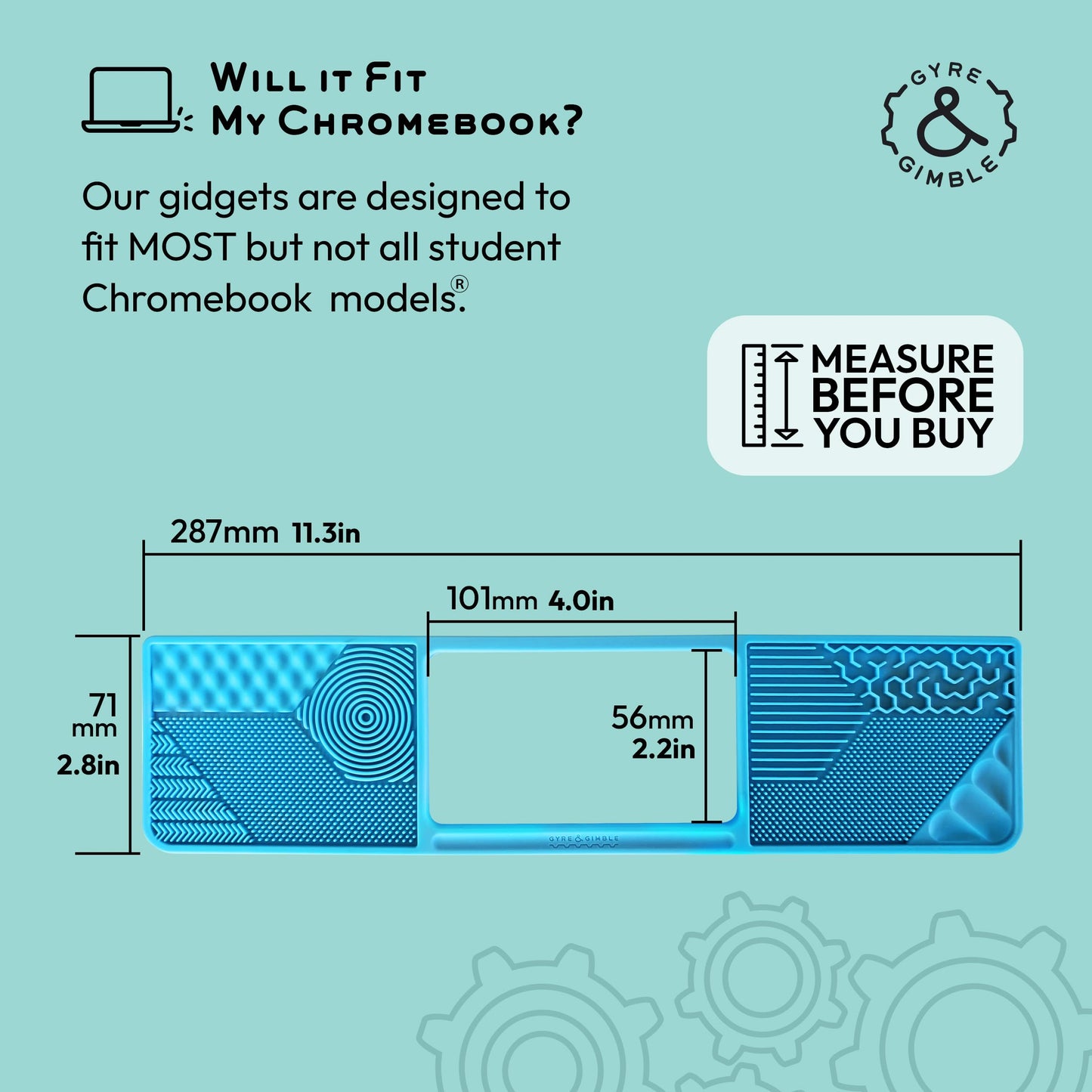 Student Chromebook? Gidget: Silicone Sensory Mat/Palm Rest Compatible With Most Student Chromebook? Models - Textured Fidget Pad
