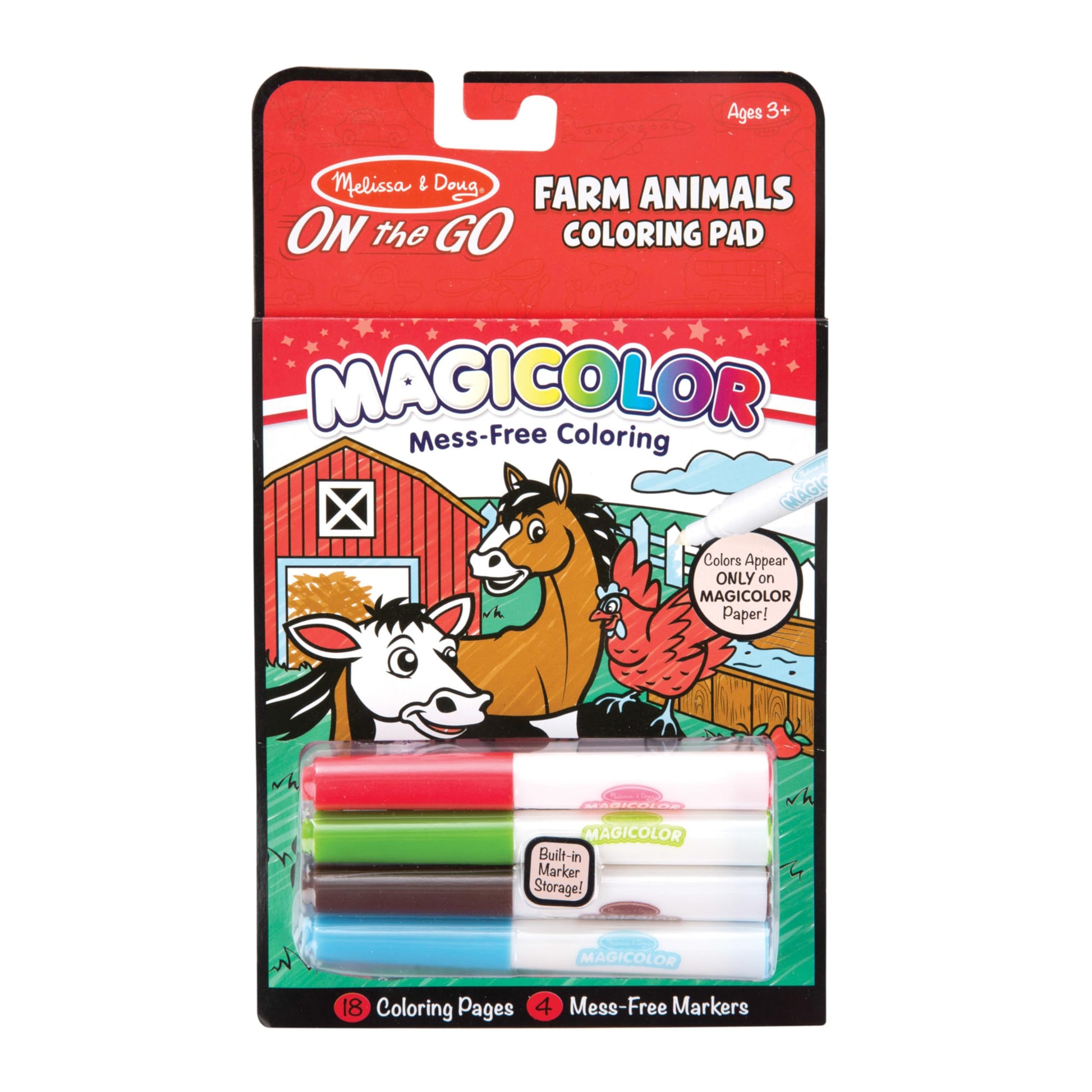 Melissa & Doug On the Go Magicolor Coloring Pad: Farm Animals - 18 Pages, 4 Markers