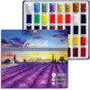 Mozart Premium Japanese Watercolor Paint Set - 40 Rich Water Color -Include Pans, Metallic & Neon Water Colors - Artist Quality-