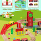 Sainsmart Jr. Wooden Train Set For Toddler, Double-Side Wood Train Track With 4 Trains Fits Brio, Thomas, Melissa And Doug, Toy Railway Kit For Kids Ages 3+