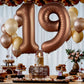 Katchon, Brown 19 Balloon Number - Giant, 40 Inch | 19 Balloons For 19Th Birthday Decorations | Number 19 Balloons Foil | 19 Birthday Balloons For 19 Birthday Decorations | Brown 19 Number Balloons