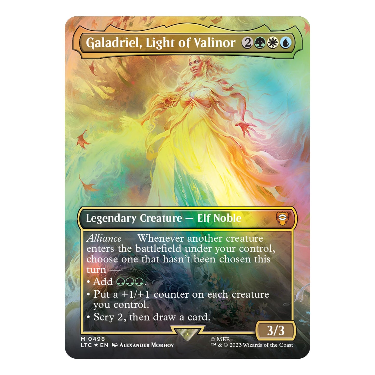 Magic The Gathering Scene Box - The Might of Galadriel, 6 Scene Cards, 6 Art Cards, 3 Set Boosters, Multicolor, Model D34840000