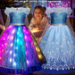 Uporpor Rgb Led Light Up Princess Dress, Interactive Girls Princess Costume Halloween Dress Up Clothes, Syncs With Music, App Remote Control, For Birthday, Party, Christmas, School Activities, Purple