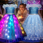 Uporpor Rgb Led Light Up Princess Dress, Interactive Girls Princess Costume Halloween Dress Up Clothes, Syncs With Music, App Re