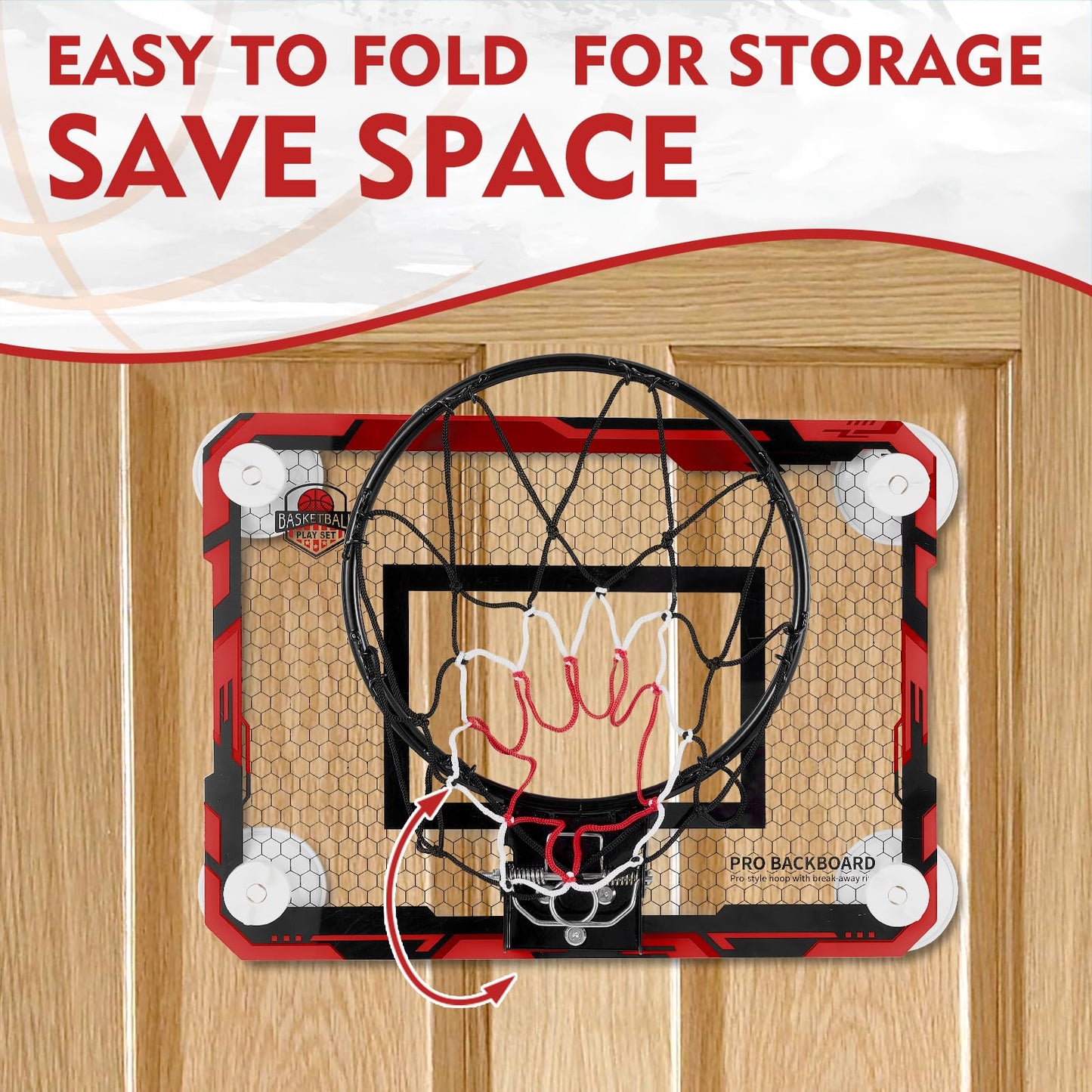 Runbow Indoor Mini Basketball Hoops Backboard With Powerful Suction Cups,Wall Mounted Door Basketball Hoops,Toys With Balls Gift
