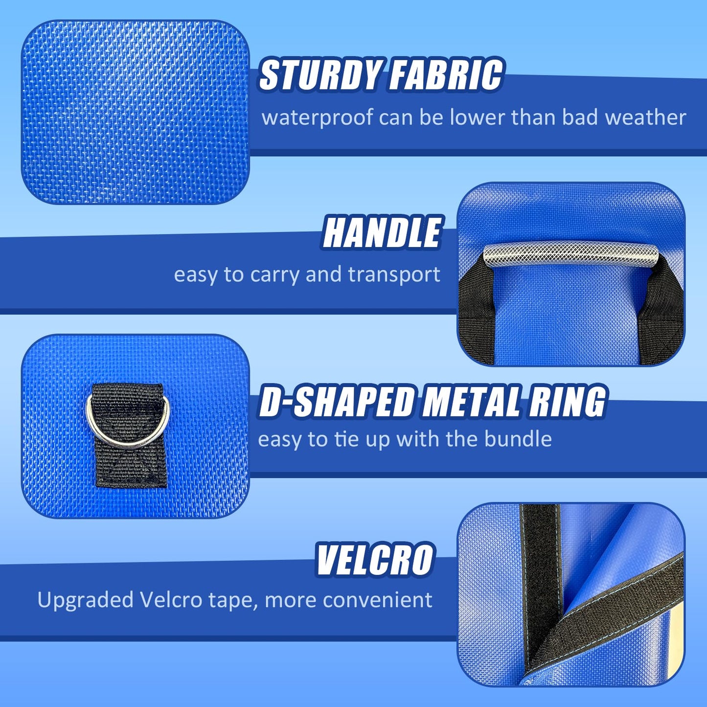 6 Pcs Sturdy Outdoor Toy Sandbags with Handle  50lb Capacity  6-Pack - Safely SeInflatable Bounce Houses  Water Slides  and Tents Blue