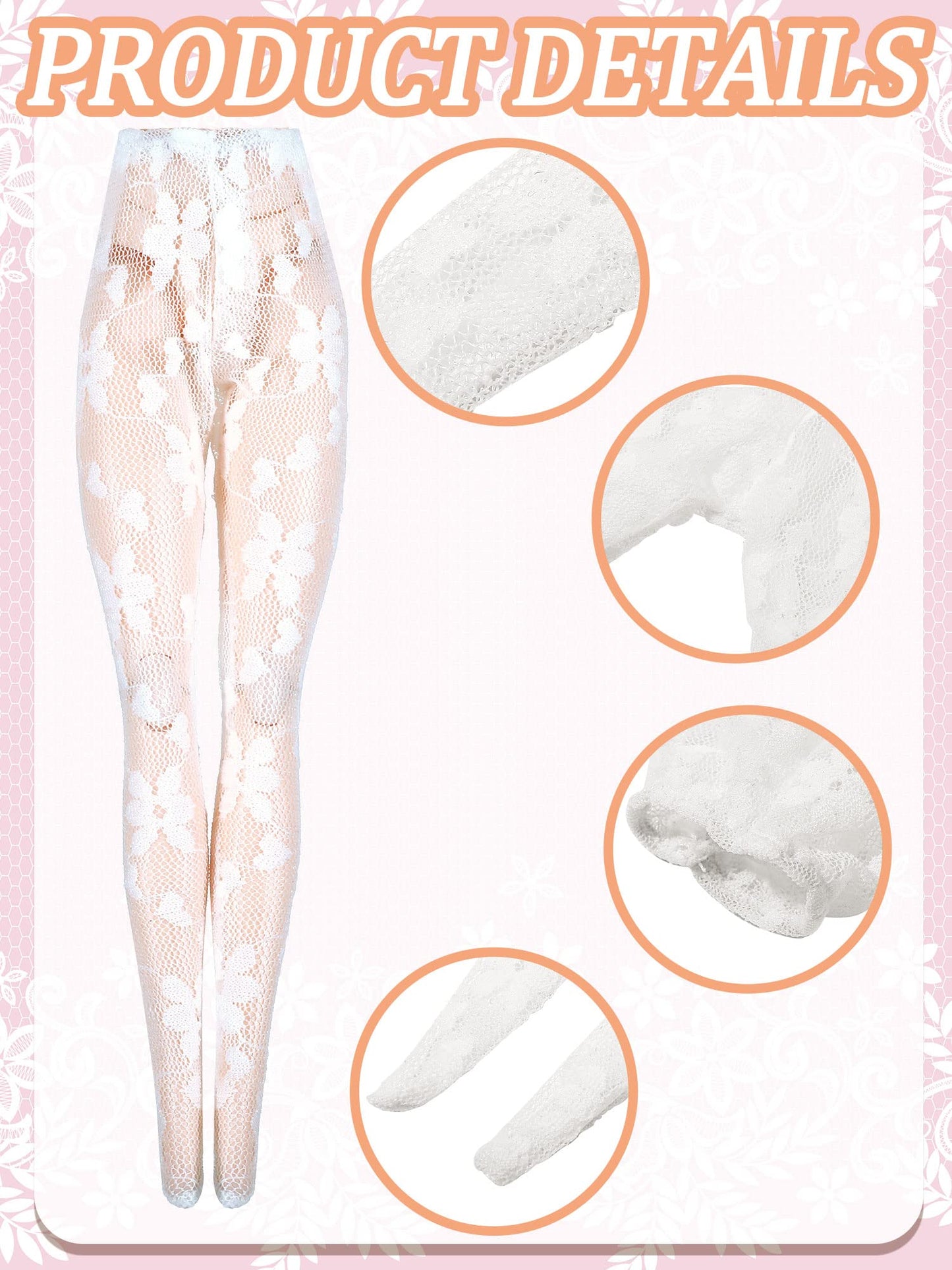 Bencailor 6 Pieces Doll Tights 12 Inch Handmade Doll Lace Stockings Female Long Sock Legging Casual Accessories For Diy Gifts(La