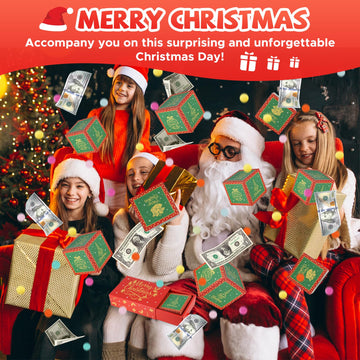 Wenmthg Christmas Surprise Gift Box Explosion For Money - Christmas Money Gift Box Explosion With Confetti - Pop Out Folding Bou