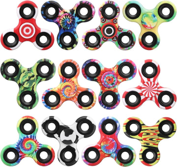 12 Pack Fidget Spinner Toy Bulk For Kids Adults, Metal Tri-Spinner Fidget Set, Hand Spinner For Stress Relief, Easter Birthday G