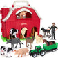 Farm Animals Toys For 1 2 3 Year Old Toddlers Girls Boys, Big Red Barn Farm Playset With Figures Animals And Tractor Toys For Ki