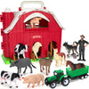 Farm Animals Toys For 1 2 3 Year Old Toddlers Girls Boys, Big Red Barn Farm Playset With Figures Animals And Tractor Toys For Ki