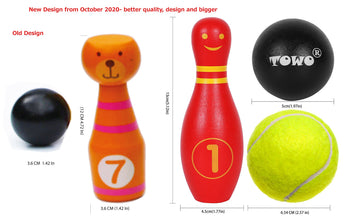 Toys of Wood Oxford Wooden Skittles Set - 10 Pin Bowling for Kids, Multicolour, 16.5x17x15cm, Model TW135, Fun Learning Toy
