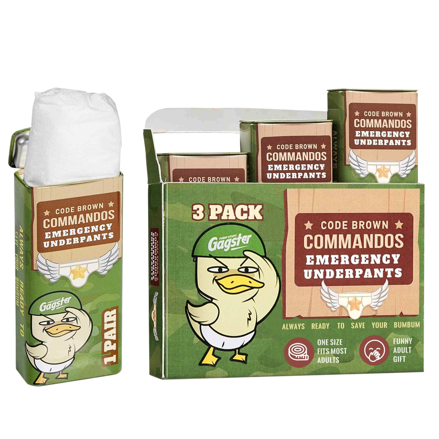 Gagster Emergency Underpants in A Can - 3 Pairs Instant Disposable Travel Funny Underwear in Compact Container  White Elephant mature-themed Joke Gift  Secret Santa  Birthday Gifts for Men