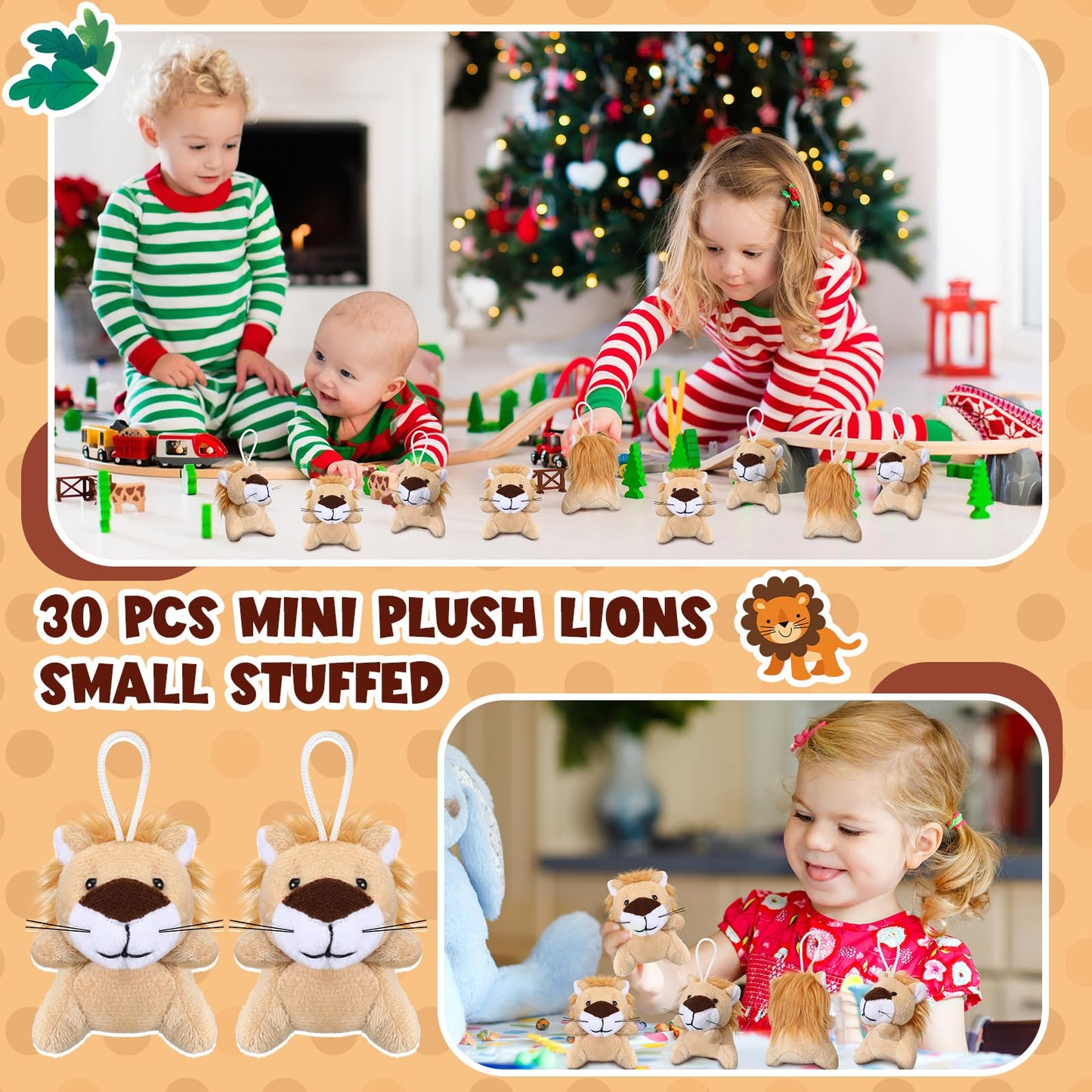 Shappy 30 Pcs Mini Lion/Tiger Stuffed Animal Toys Small Lion/Tiger Stuffed Animals Bulk Baby Shower Safari Nursery Decor Birthda