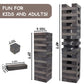 Juegoal Giant Tumble Tower Blocks Game - 54 Pieces, Large Wood Stacking Game, Grey, Includes Dice Set and Canvas Bag