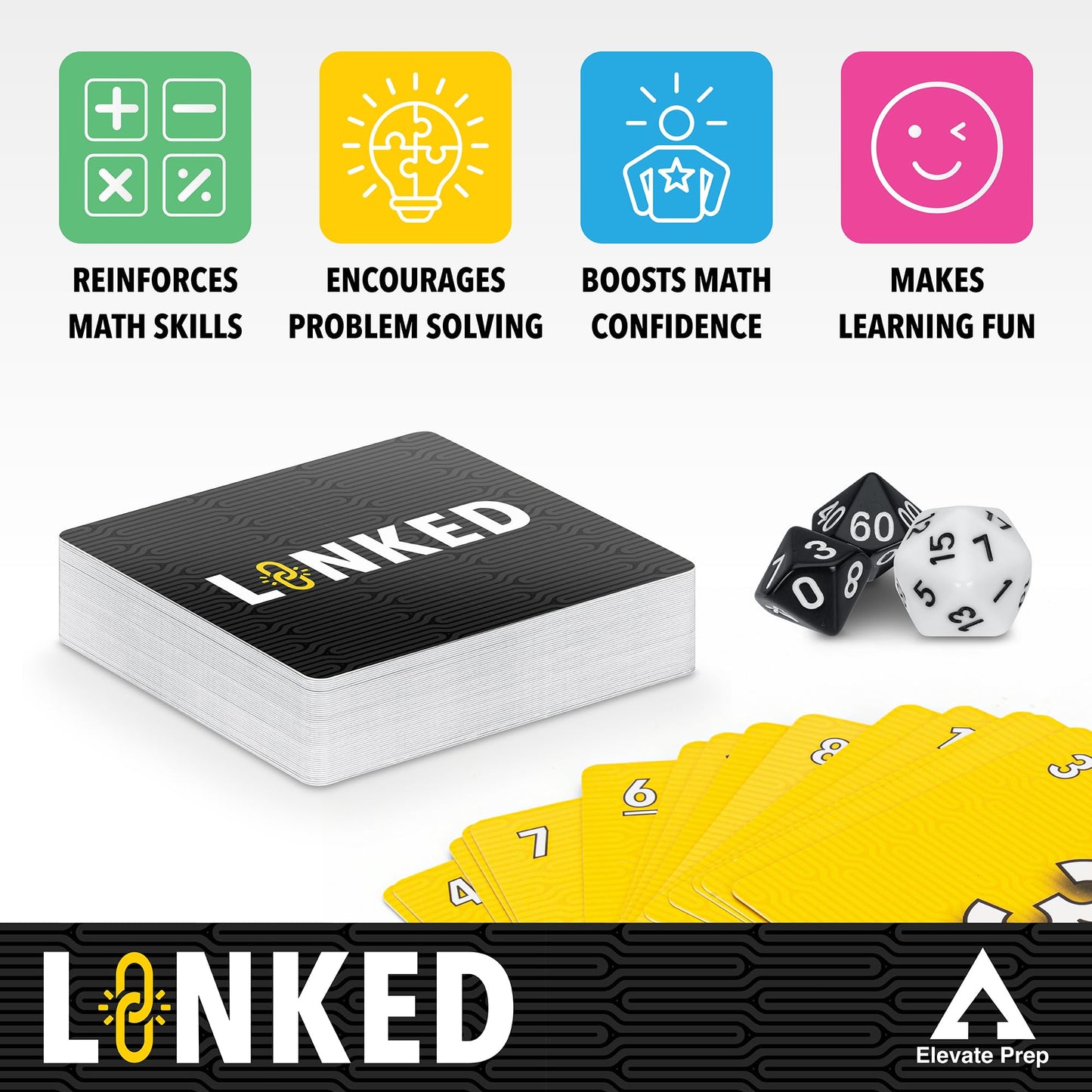 Elevate Prep Linked Math Game | The Game Of Quick Thinking And Number Linking | Fun And Engaging Math Activity For Kids Ages 7+ | Practice Addition, Subtraction, Multiplication, And Division