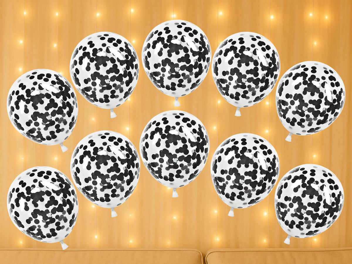 Mystic Toy Store 10 Pcs Confetti Balloons for Birthday Decoration Kit Black Boys Girls Kids Men Women Pack Items Itm Set Pre Fil
