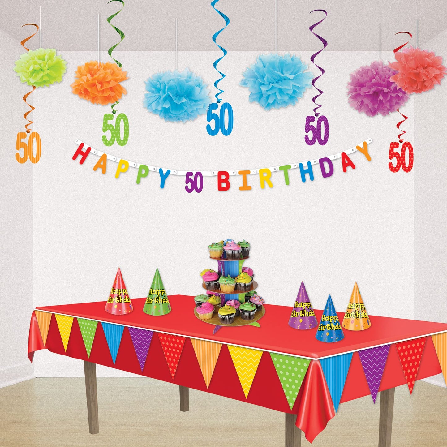 Beistle 10 Pieces 50 Whirls, 3, Multicolor