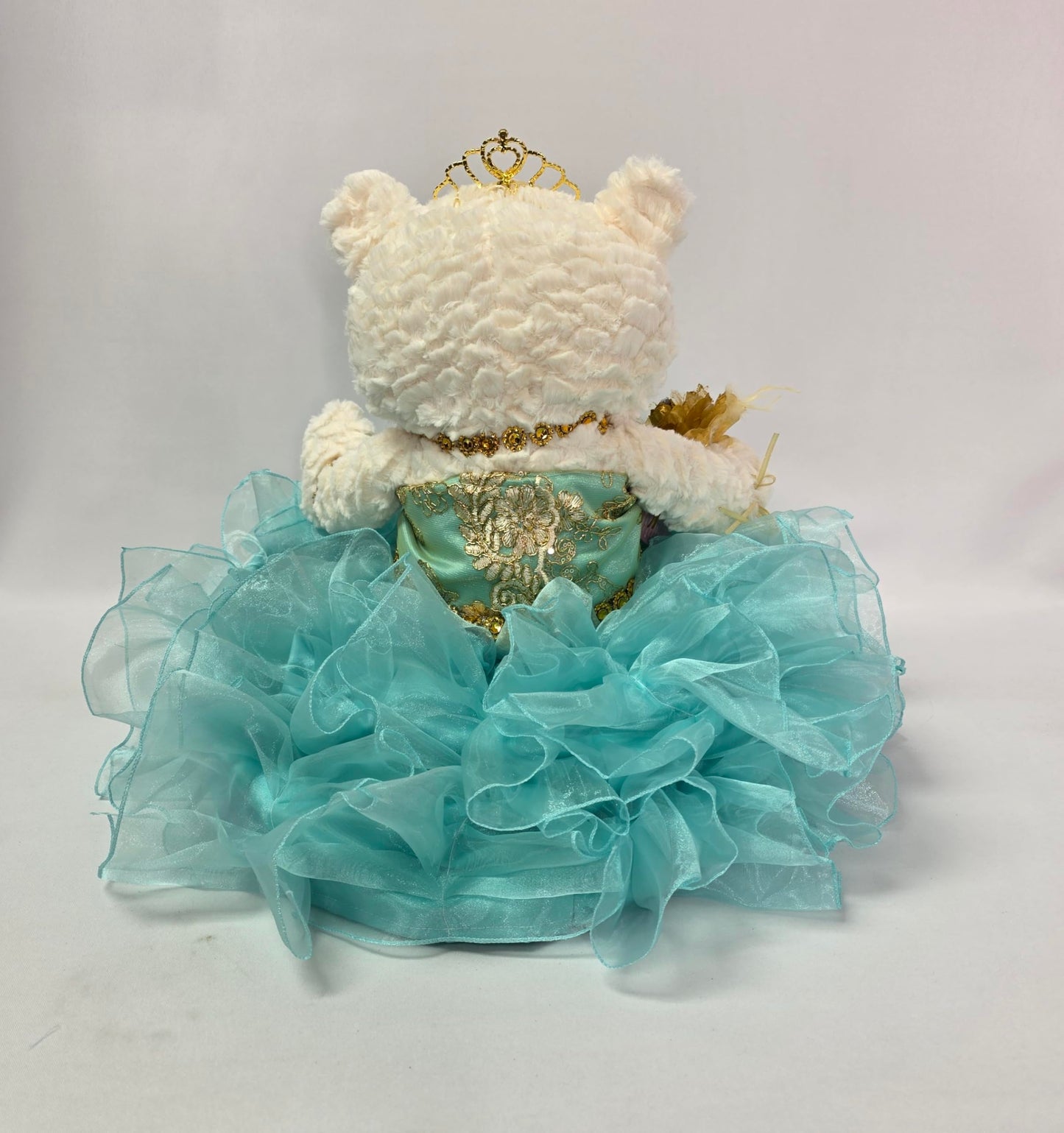 KINNEX COLLECTIONS SINCE 1997 20 Quince Anos Quinceanera Last Doll Teddy Bear with Dress (Centerpiece) ~ ARC16831-23R (Aqua)