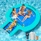CALOBANA 8FT Water Hammock with Ramp, Inflatable Round Floating Ring with Ladder for Adults Pets, Heavy Duty Floating Dock with 