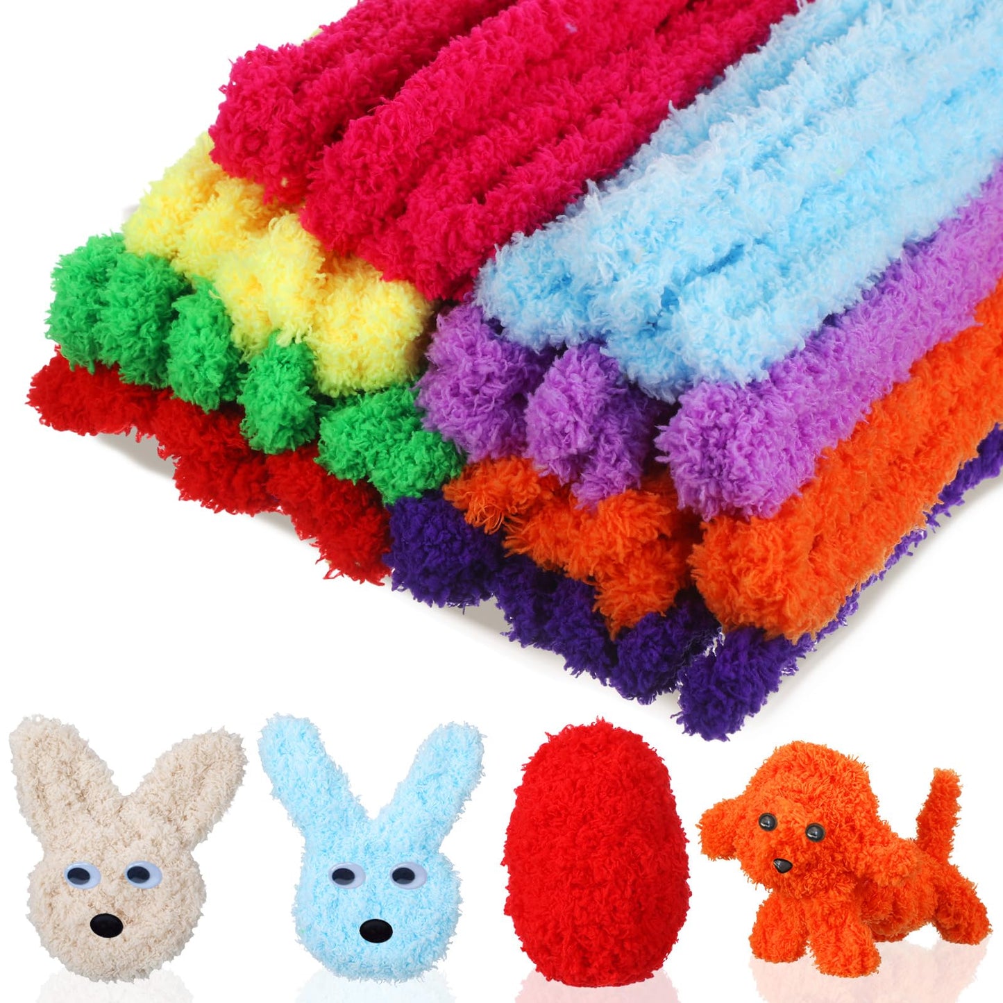 Sonwyoung 24 Pcs 39.37 Inches Jumbo Pipe Cleaners Bulk Coral Fleece Fur Thick Pipe Cleaners Chenille Stems Craft Supplies Valent