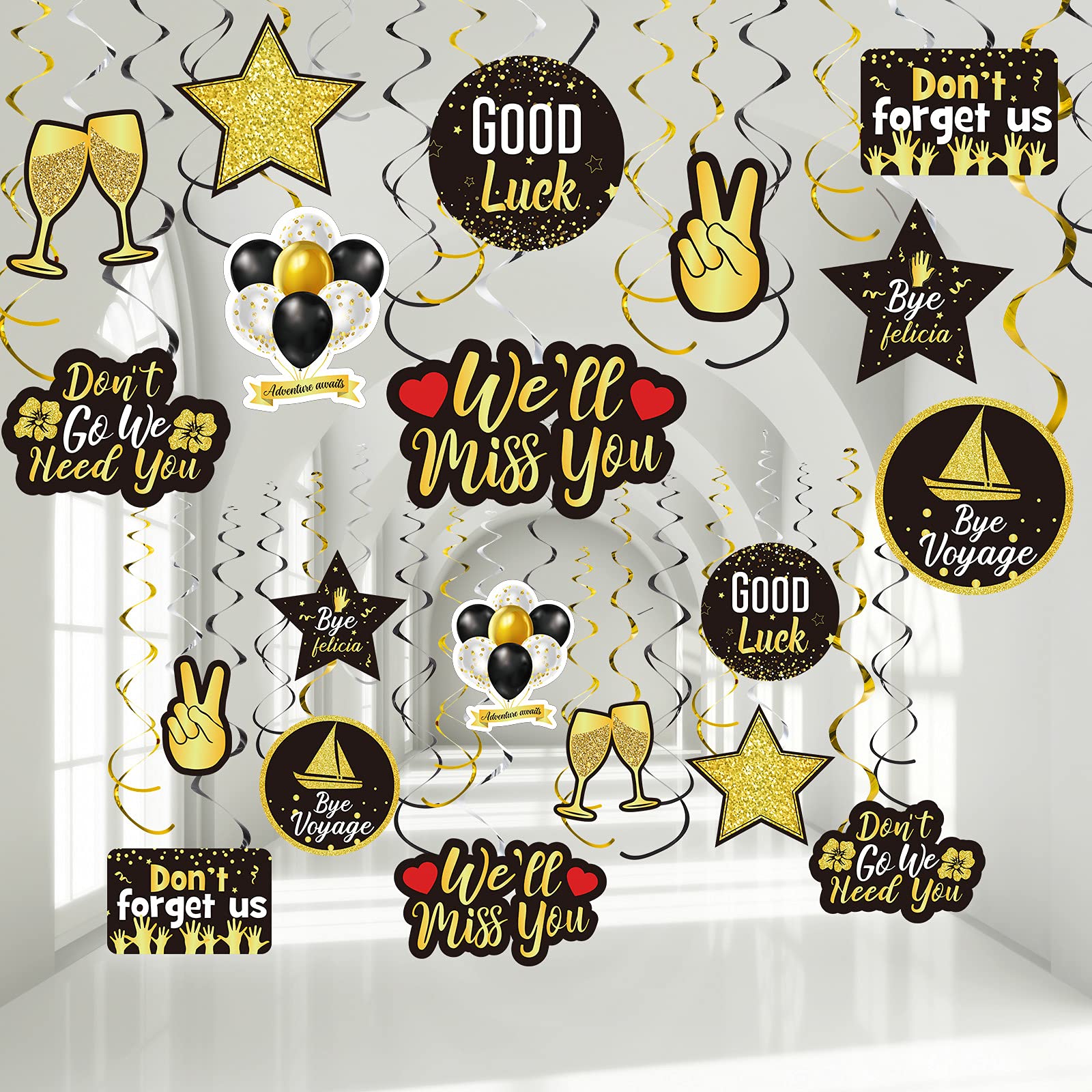 Outus 30 Pieces We Will Miss You Going Away Farewell Banner Decoration Farewell Party 2025, Good Luck Decorations for Coworker G