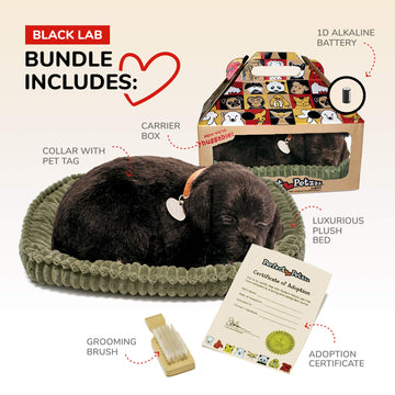 Perfect Petzzz - Original Petzzz Black Lab, Realistic, Lifelike Stuffed Interactive Pet Toy, Companion Pet Dog With 100% Handcrafted Synthetic Fur