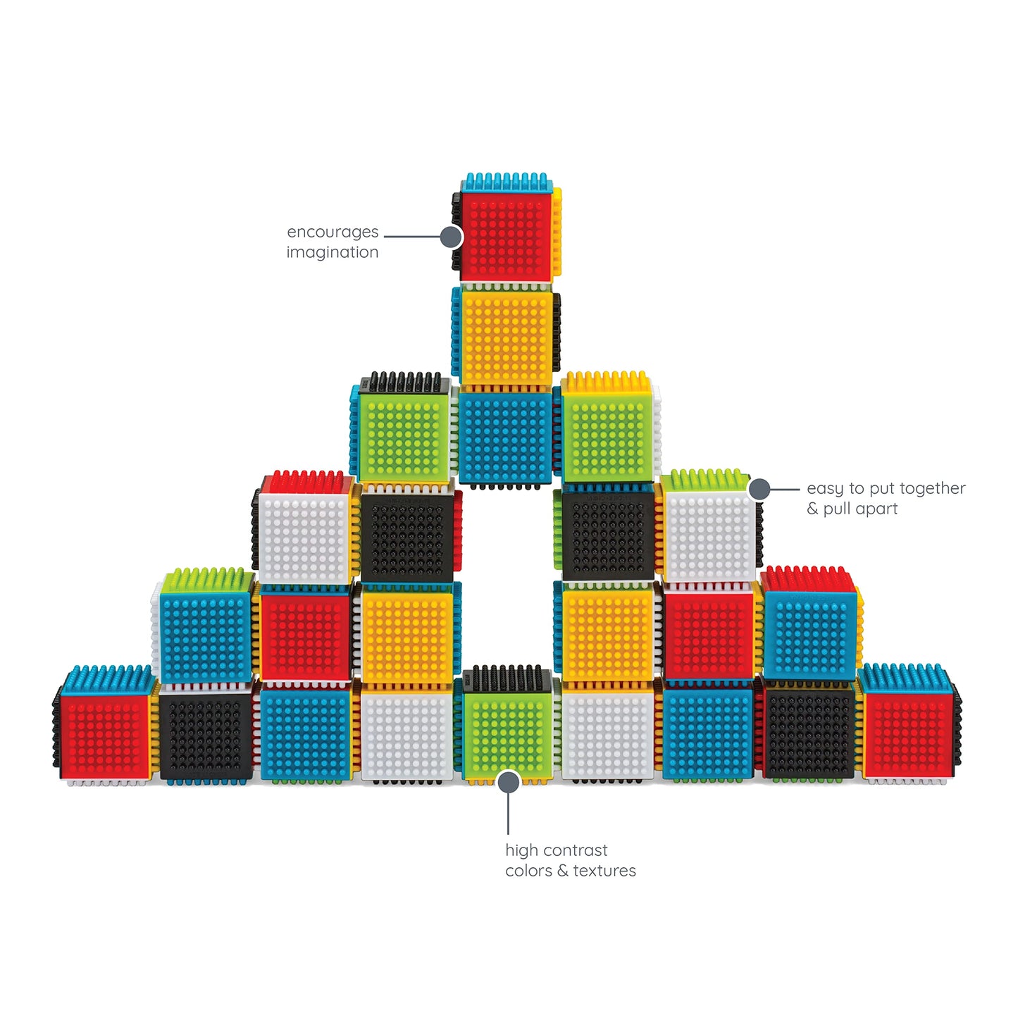 Infantino Press & Stay Sensory Blocks For Babies Age Grade 6M+ , 24-Piece Set, Multicolor