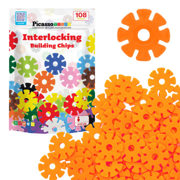 Picassotiles Building Chip Interlocking Disc Construction Blocks In Orange Color Stem Learning Early Education Toy Engineering P