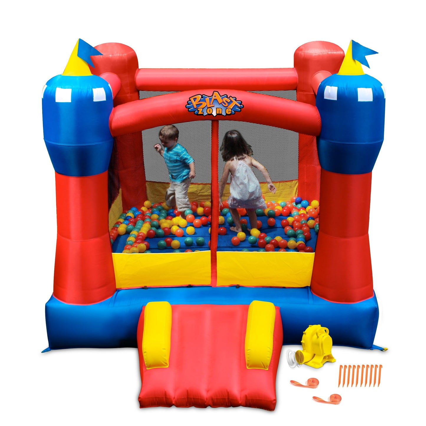 Blast Zone Magic Castle - Inflatable Bounce House with Blower - enhanced Quality - Indoor/Outdoor - Portable - Sets Up in Seconds