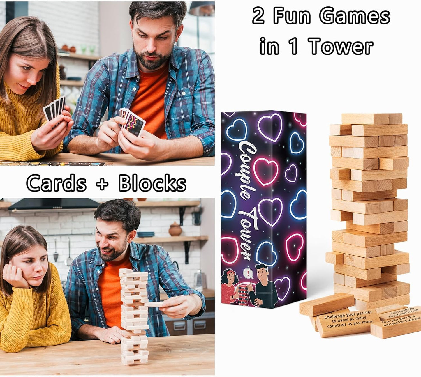 2024 Fun Valentine'S Day Gift - 54 Fun Stacking Blocks For Couples, Romantic Couples' Game: Talking, Flirting, Challenge For Dat