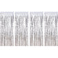 4 Pack Foil Curtains Metallic Fringe Curtains Shimmer Curtain for Birthday Wedding Disco Party Decorations (Silver)