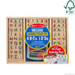 Melissa & Doug Deluxe Letters and Numbers Wooden Stamp Set ABCs 123s With Activity Book, 4-Color Stamp Pad ABC Stamps, Kids Arts