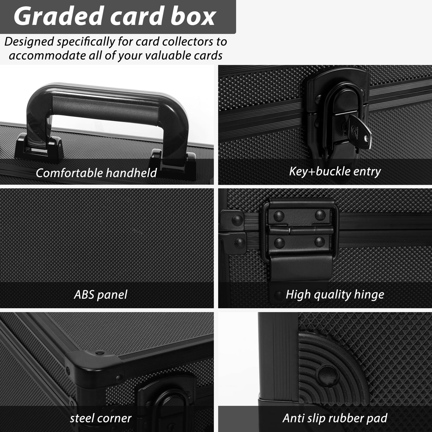 OUUTMEE Aluminum Alloy Graded Card Case - Fits 40 Card Slabs, Compatible with PSA, CSG, BGS, Top Loaders - 9.1x6.7x